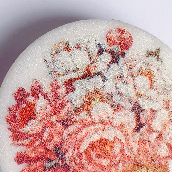 VTG 60s Brooch Glazed Ceramic Floral Transfer Basket of Flowers Mid Century Pin - Picture 4 of 9